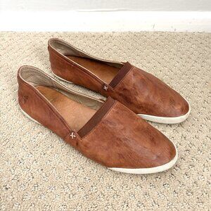 Frye Melanie Cognac Brown Leather Slip-On Shoes Women’s Size 8.5